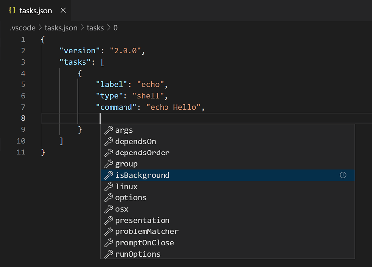 tasks.json 智能感知