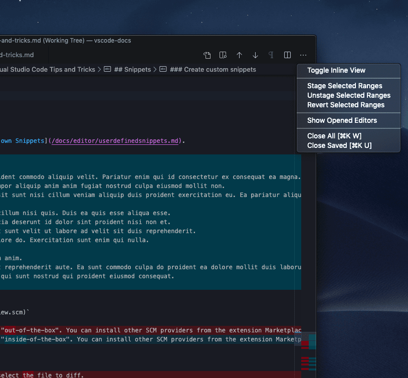 git 切换到内联 diff