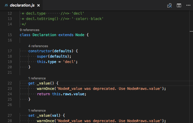JavaScript 参考 CodeLens