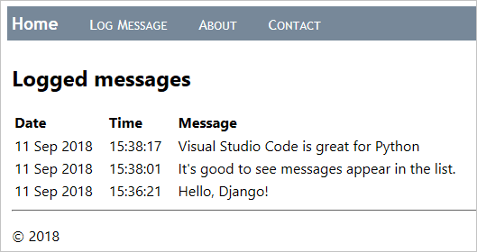 Django 教程:应用程序主页显示来自数据库的消息
