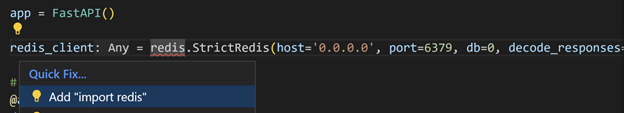 Redis 变量旁边显示灯泡,可以选择添加导入语句