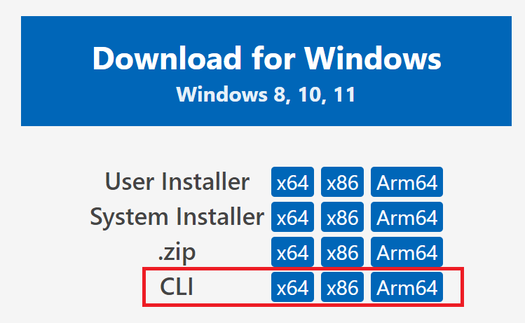 突出显示 CLI 的 VS Code 下载选项