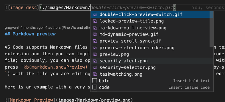 Markdown 链接中的路径建议