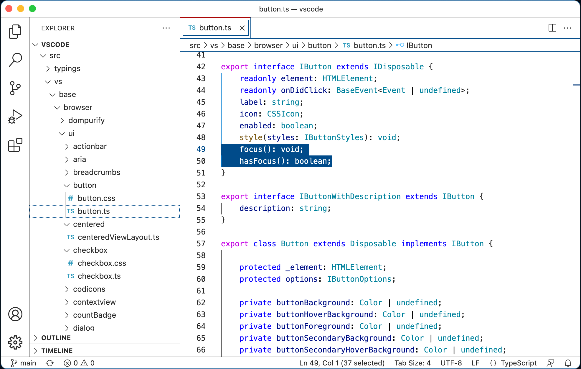 使用浅色高对比度主题的 VS Code