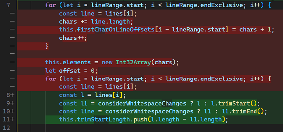 使用旧算法的 TypeScript 代码更改差异