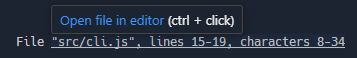 现在可以检测到样式“文件“src/cli.js”,第 15-19 行,字符 8-34”中的链接